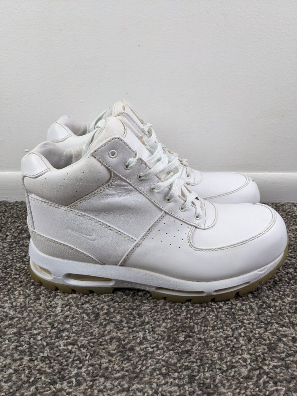 Nike Air Max Goadome ACG Leather Triple White Boots Mens size 12